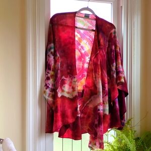 Vibrant Hand-Dyed Shawl/Cape, Brand New